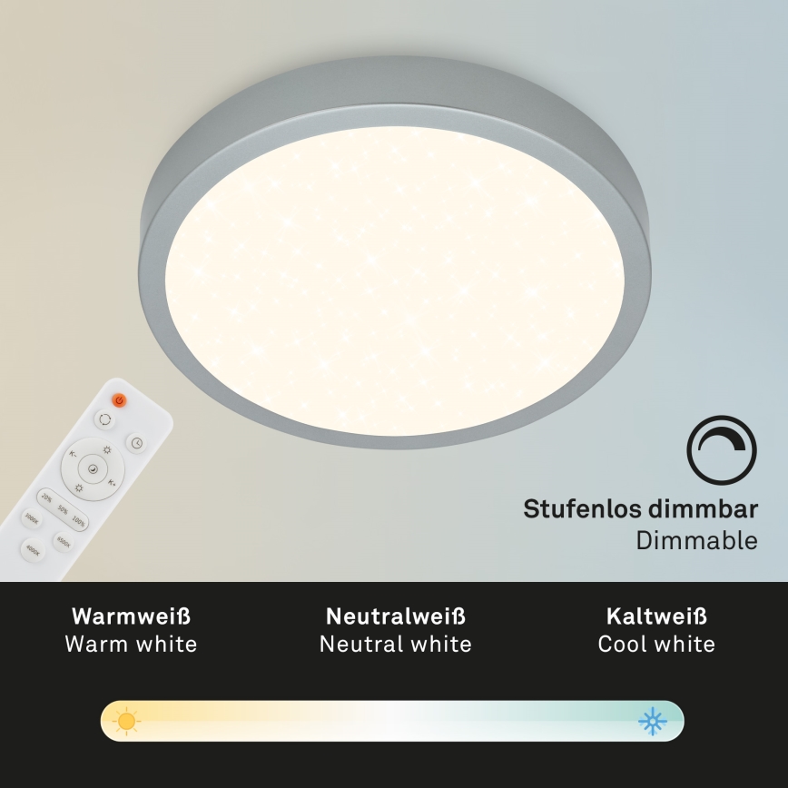 Briloner 3704-014-LED prigušiva stropna svetiljka RUNA LED/22W/230V 2700-6500K srebrna + daljinski upravljač