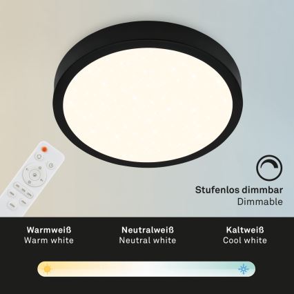 Briloner 3704-015 - LED prigušiva plafonska svetiljka RUNA LED/22W/230V 2700-6500K crna + daljinski upravljač