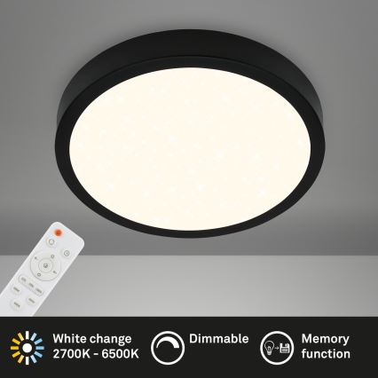 Briloner 3704-015 - LED prigušiva plafonska svetiljka RUNA LED/22W/230V 2700-6500K crna + daljinski upravljač