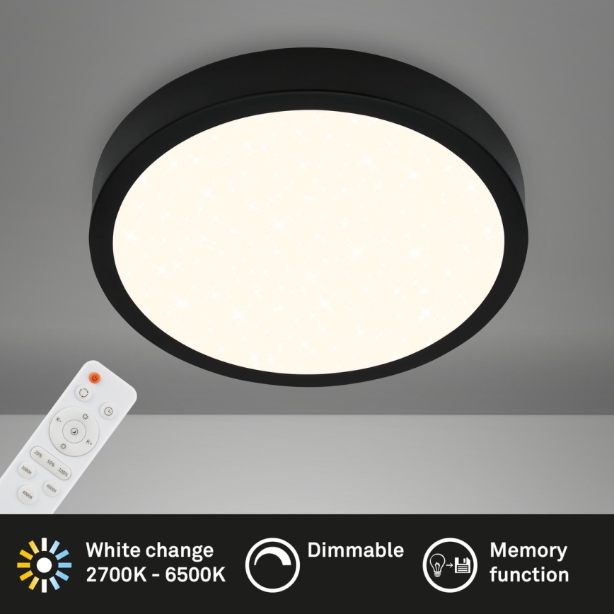 Briloner 3704-015 - LED prigušiva plafonska svetiljka RUNA LED/22W/230V 2700-6500K crna + daljinski upravljač