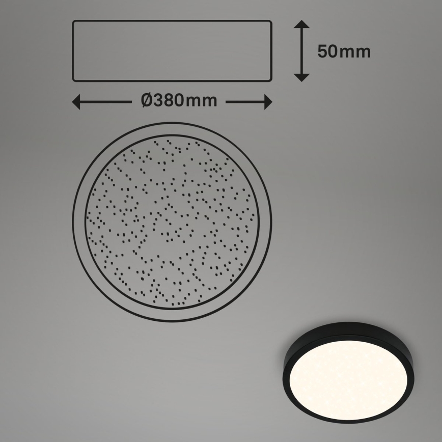 Briloner 3704-015 - LED prigušiva plafonska svetiljka RUNA LED/22W/230V 2700-6500K crna + daljinski upravljač