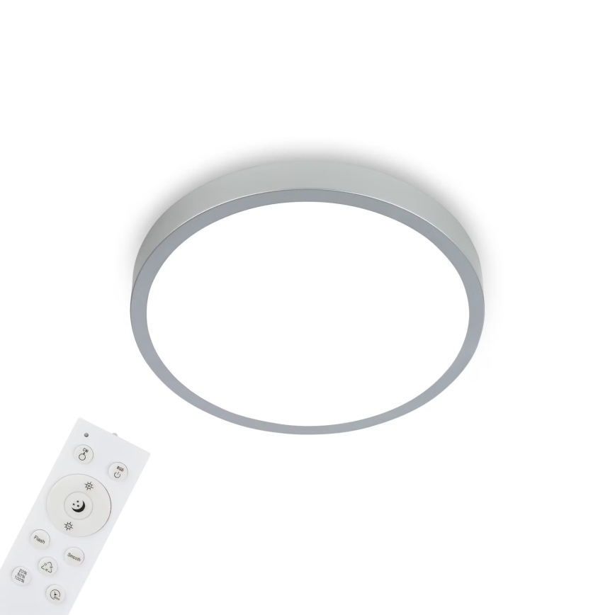 Briloner 3709-014 - prigušiva LED RGBW plafonska svetiljka LED/22W/230V 4000K prečnik 38 cm srebrna + daljinski upravljač