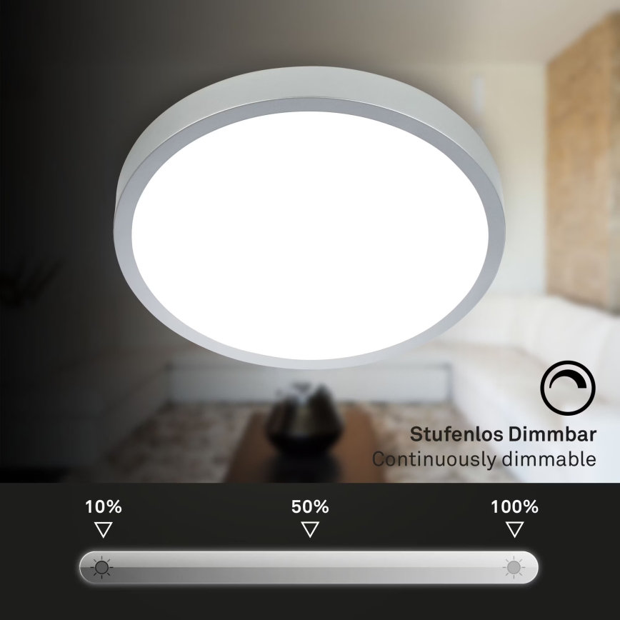 Briloner 3709-014 - prigušiva LED RGBW plafonska svetiljka LED/22W/230V 4000K prečnik 38 cm srebrna + daljinski upravljač