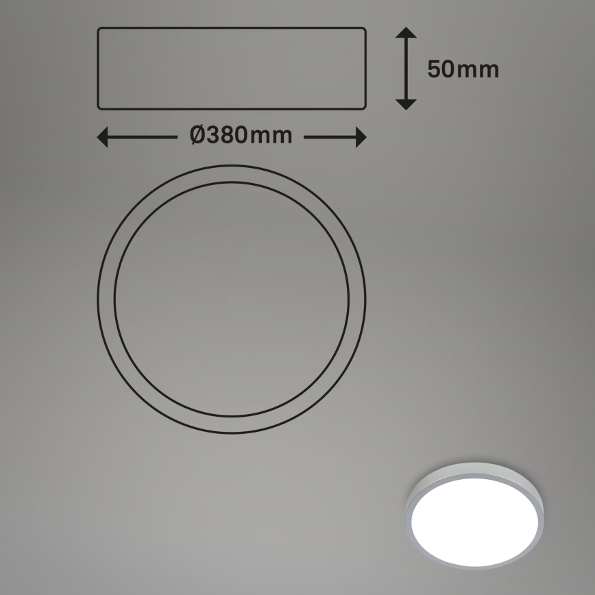 Briloner 3709-014 - prigušiva LED RGBW plafonska svetiljka LED/22W/230V 4000K prečnik 38 cm srebrna + daljinski upravljač