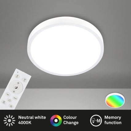 Briloner 3709-016 - LED RGBW prigušiva stropna svetiljka LED/22W/230V 4000K pr. 38 cm bela + daljinski upravljač