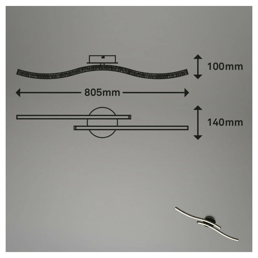 Briloner 3718-025 - LED plafonski luster REY 2xLED/6W/230V crna