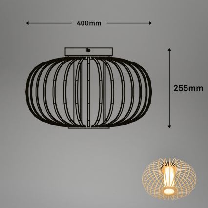Briloner 3759011 - Stropno svetlo 1xE27/10W/230V, prečnik 40 cm, bambus