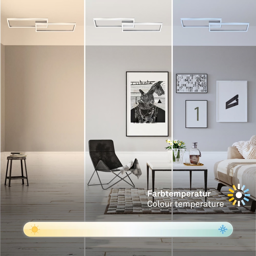 Briloner 3761019 - prigušiva LED plafonska svetiljka LED/45W/230V 2700-6500K mat hrom + daljinski upravljač