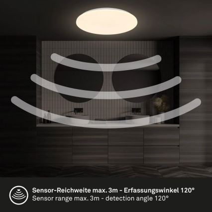 Briloner 3828-016 - LED stropno svetlo za kupatilo sa senzorom pokreta WALK LED/24W/230V IP54 prečnik 35 cm belo