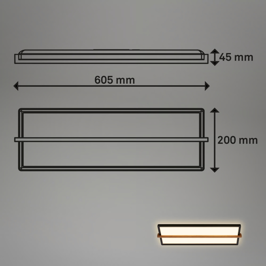 Briloner 3846015 - LED plafonsko svetlo REMSA LED/22W/230V 3000K 60,5x20 cm crna