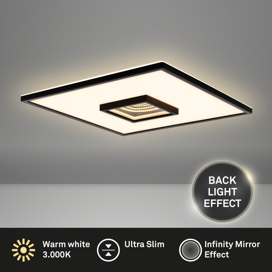 Briloner 3848015 - LED plafonsko svetlo TORO LED/18W/230V 42x42 cm crno
