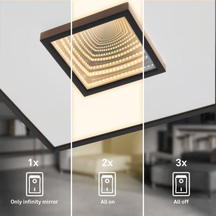 Briloner 3848015 - LED plafonsko svetlo TORO LED/18W/230V 42x42 cm crno