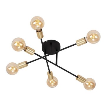 Briloner 3868-065 - LED plafonski luster CRNI ČELIK 6xE27/60W/230V