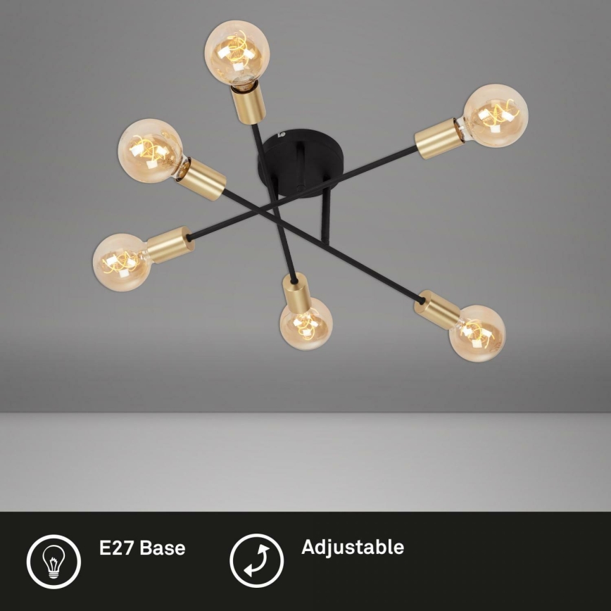Briloner 3868-065 - LED plafonski luster CRNI ČELIK 6xE27/60W/230V