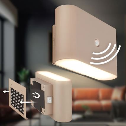Briloner 3878011 - LED punjivo zidno svetlo sa senzorom pokreta i sumraka CHAT LED/3W/5V 2000 mAh bež