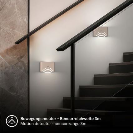 Briloner 3878011 - LED punjivo zidno svetlo sa senzorom pokreta i sumraka CHAT LED/3W/5V 2000 mAh bež