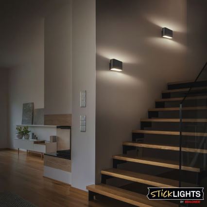 Briloner 3878015 - LED punjiva zidna svetiljka sa senzorom pokreta i sumraka CHAT LED/3W/5V 2000 mAh crna