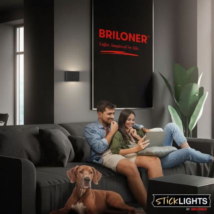 Briloner 3878015 - LED punjiva zidna svetiljka sa senzorom pokreta i sumraka CHAT LED/3W/5V 2000 mAh crna