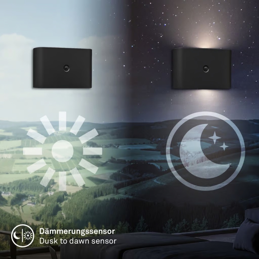 Briloner 3878015 - LED punjiva zidna svetiljka sa senzorom pokreta i sumraka CHAT LED/3W/5V 2000 mAh crna