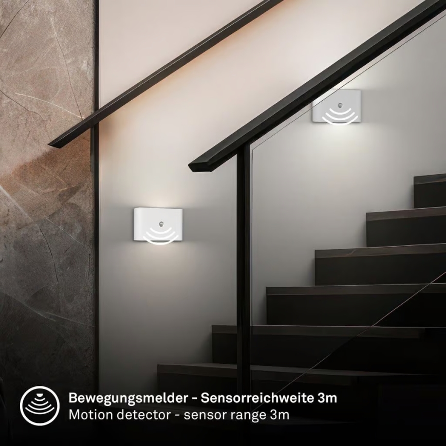 Briloner 3878016 - LED punjivo zidno svetlo sa senzorom pokreta i sumraka CHAT LED/3W/5V 2000 mAh belo