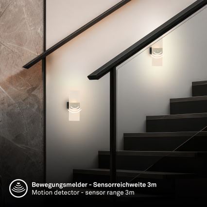 Briloner 3888012 - LED punjivo zidno svetlo sa senzorom pokreta i sumraka AURA LED/2,5W/5V 1800 mAh mat hrom