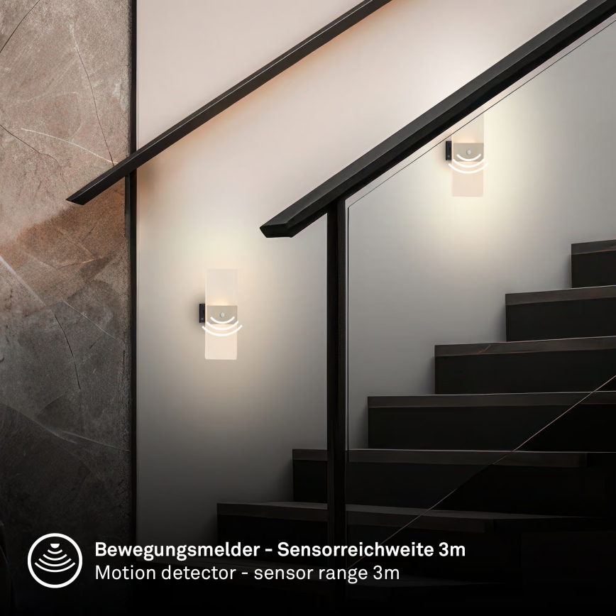 Briloner 3888012 - LED punjivo zidno svetlo sa senzorom pokreta i sumraka AURA LED/2,5W/5V 1800 mAh mat hrom