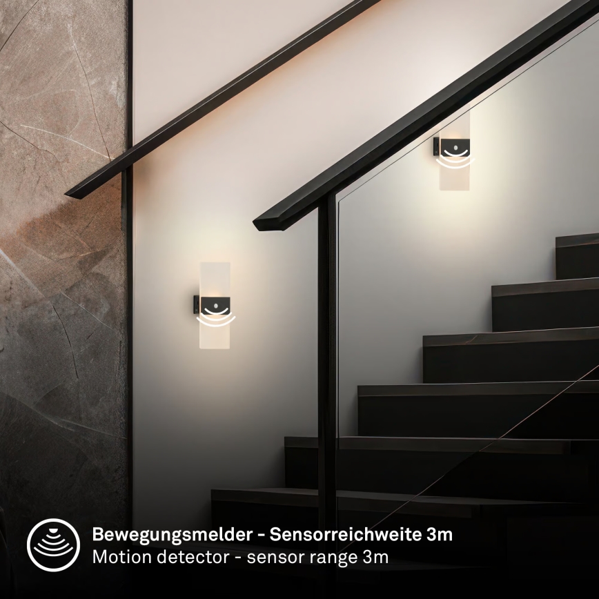 Briloner 3888015 - LED punjivo zidno svetlo sa senzorom pokreta i senzorom sumraka AURA LED/2,5W/5V 1800 mAh crno
