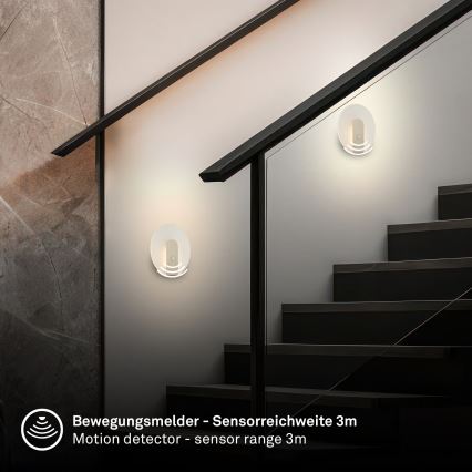 Briloner 3889012 - Punjiva LED zidna lampa sa senzorom pokreta i sumraka TARO LED/2,5W/5V 1800 mAh mat hrom