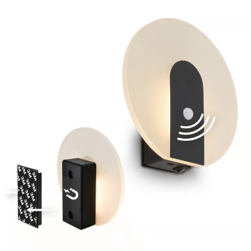 Briloner 3889015 - LED punjivo zidno svetlo sa senzorom pokreta i sumraka TARO LED/2,5W/5V 1800 mAh crna