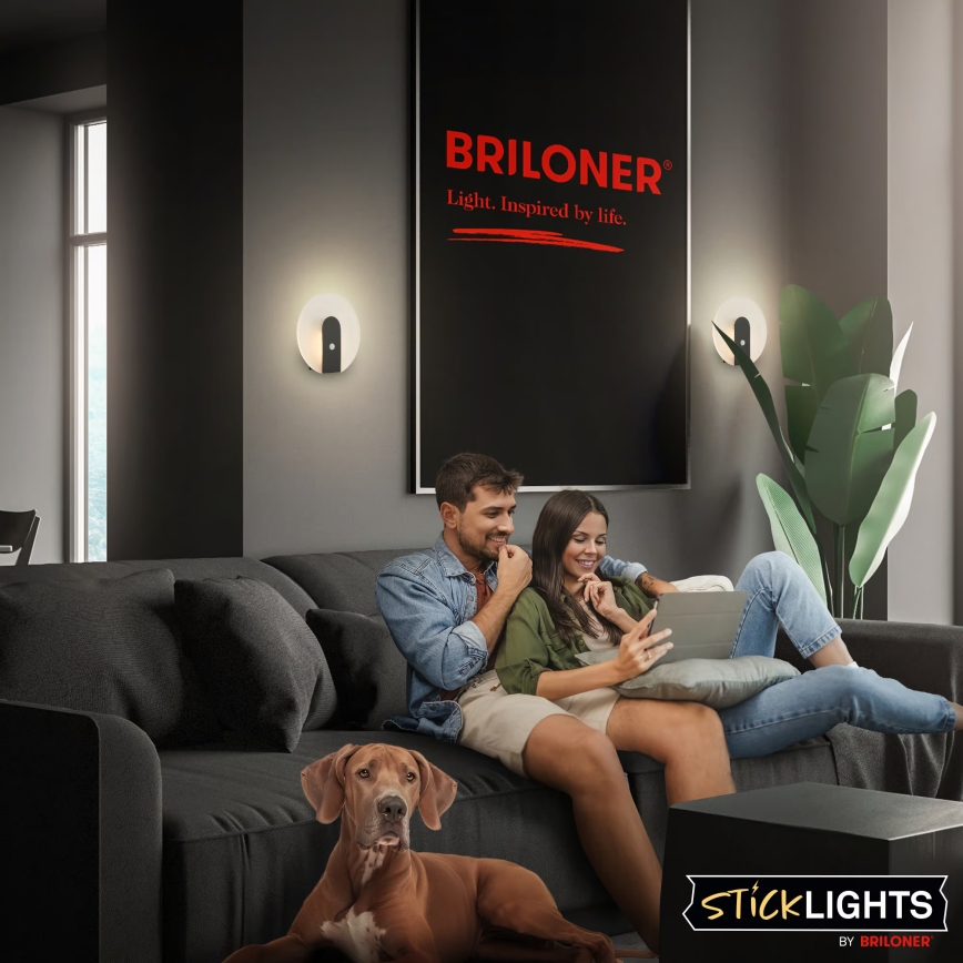 Briloner 3889015 - LED punjivo zidno svetlo sa senzorom pokreta i sumraka TARO LED/2,5W/5V 1800 mAh crna
