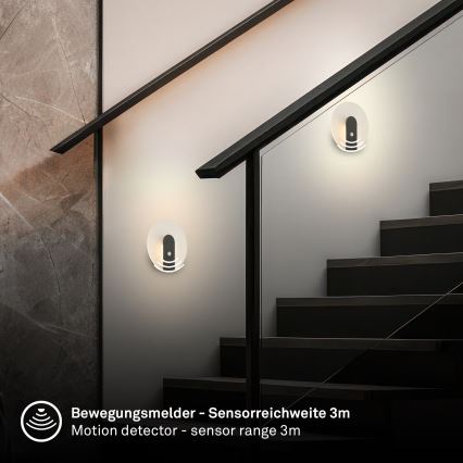 Briloner 3889015 - LED punjivo zidno svetlo sa senzorom pokreta i sumraka TARO LED/2,5W/5V 1800 mAh crna