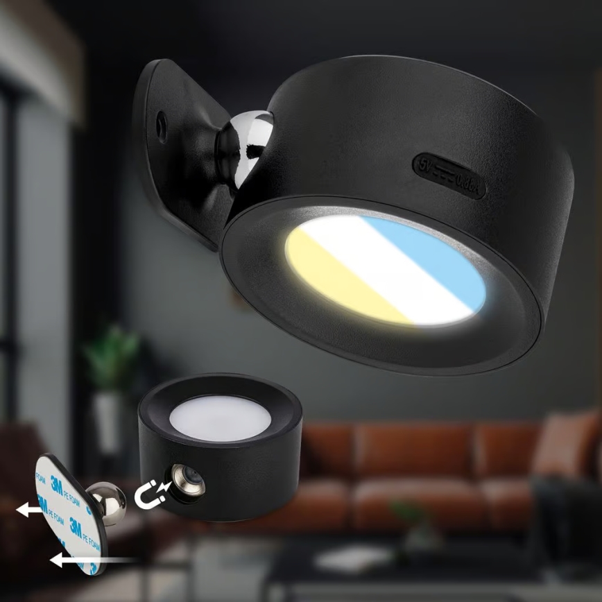 Briloner 3896015 - LED prigušiva punjiva zidna svetiljka TARI LED/1,6W/5V 1500 mAh crna