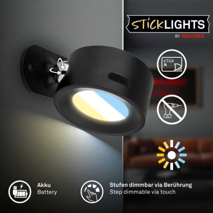 Briloner 3896015 - prigušiva punjiva LED zidna svetiljka TARI LED/1,6W/5V 1500 mAh crna