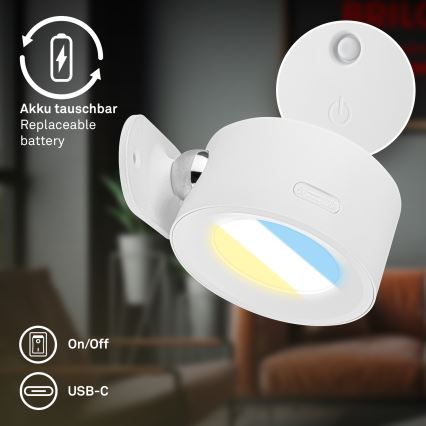 Briloner 3896016 - LED prigušiva punjiva zidna svetiljka TARI LED/1,6W/5V 1500 mAh bela