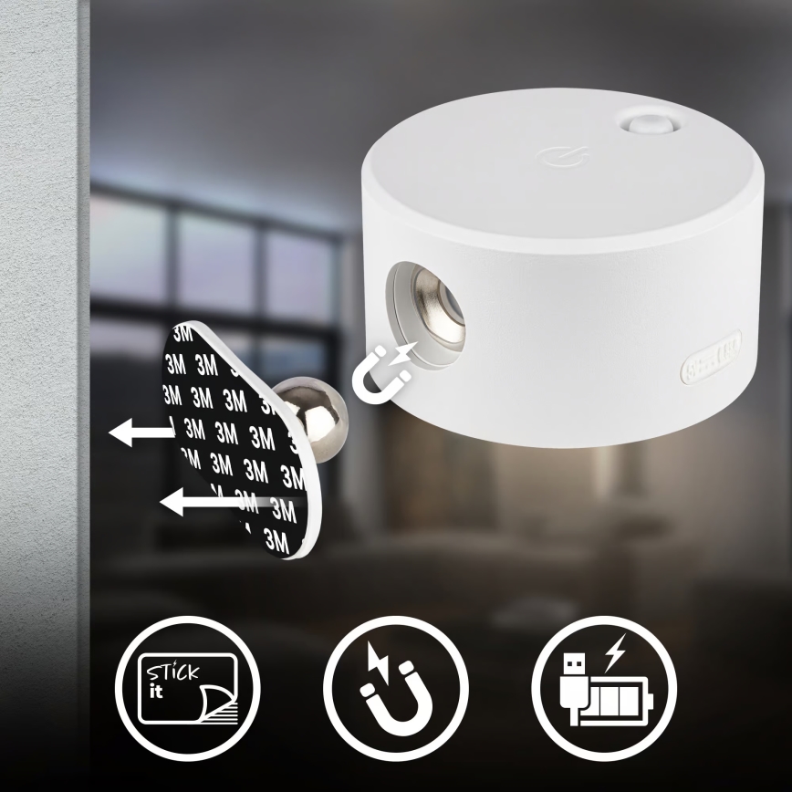 Briloner 3896016 - LED prigušiva punjiva zidna svetiljka TARI LED/1,6W/5V 1500 mAh bela