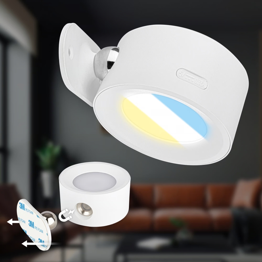 Briloner 3896016 - LED prigušiva punjiva zidna svetiljka TARI LED/1,6W/5V 1500 mAh bela