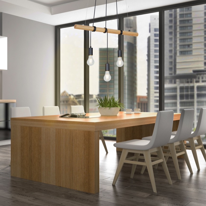 Briloner 4015035 - Luster na sajli 3xE27/25W/230V, od kaučukovca