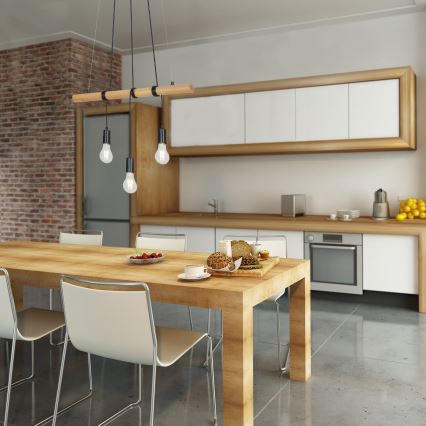 Briloner 4015035 - Luster na sajli 3xE27/25W/230V, od kaučukovca