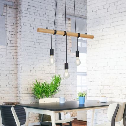 Briloner 4015035 - Luster na sajli 3xE27/25W/230V, od kaučukovca