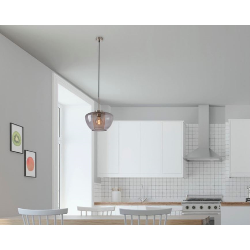 Briloner 4016-014 - Luster na sajli SEVENTIES 1xE27/40W/230V zadimljeno siva
