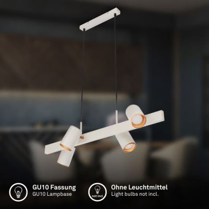 Briloner 4058044 - Luster na sajli ERA 4x GU10/10W/230V krem
