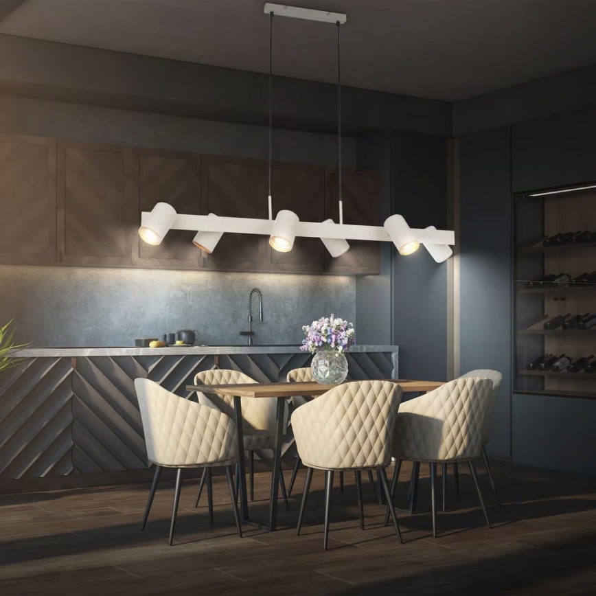 Briloner 4058064 - Luster na sajli ERA 6xGU10/10W/230V krem boje