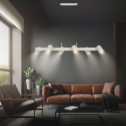 Briloner 4058064 - Luster na sajli ERA 6xGU10/10W/230V krem boje