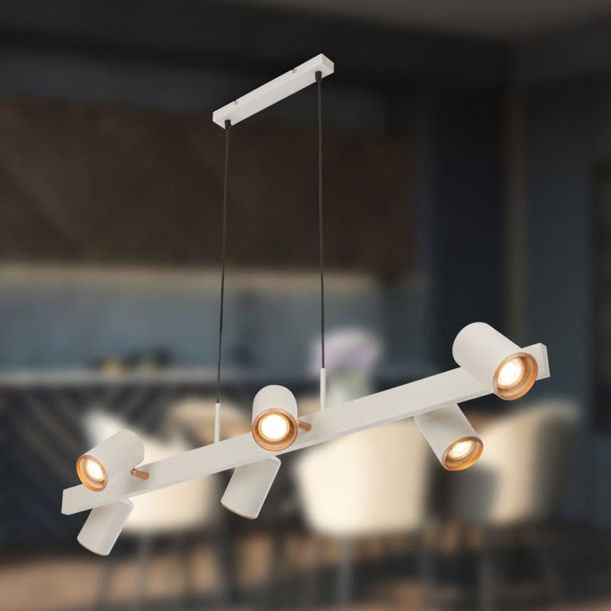 Briloner 4058064 - Luster na sajli ERA 6xGU10/10W/230V krem boje