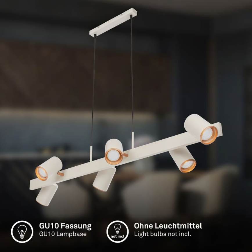 Briloner 4058064 - Luster na sajli ERA 6xGU10/10W/230V krem boje