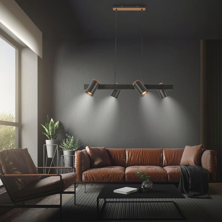 Briloner 4059045 - Luster na sajli ERA 4xGU10/10W/230V crne boje