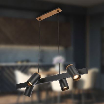 Briloner 4059045 - Luster na sajli ERA 4xGU10/10W/230V crne boje