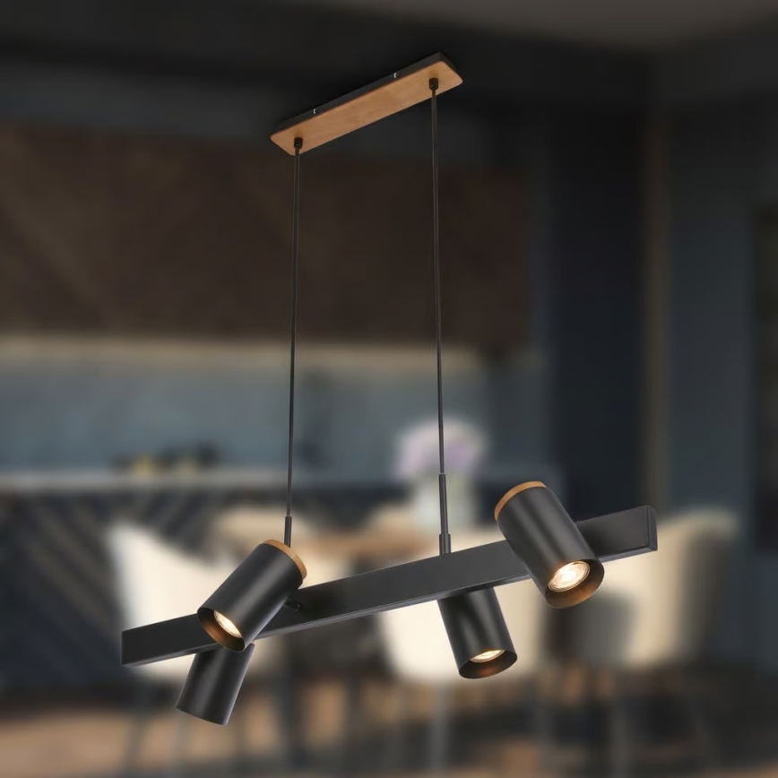 Briloner 4059045 - Luster na sajli ERA 4xGU10/10W/230V crne boje