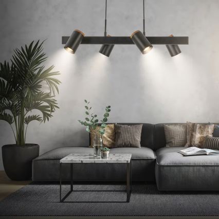 Briloner 4059045 - Luster na sajli ERA 4xGU10/10W/230V crne boje