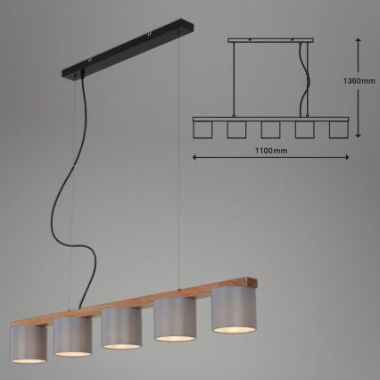 Briloner 4075-054 - Luster na sajli RHON 5xE14/25W/230V